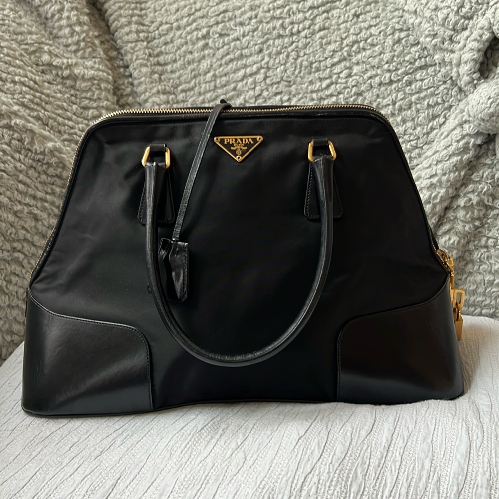 Prada Tessuto Nylon & Leather Top Handle Bag